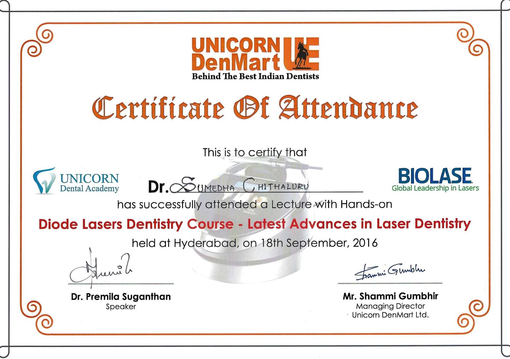 LASER CERTIFICATE